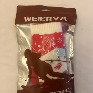 Red & White Ski Crew Socks